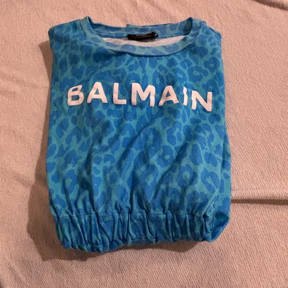 Balmain Kids Leopard Print Blue Nightgown - Picture 9 of 9